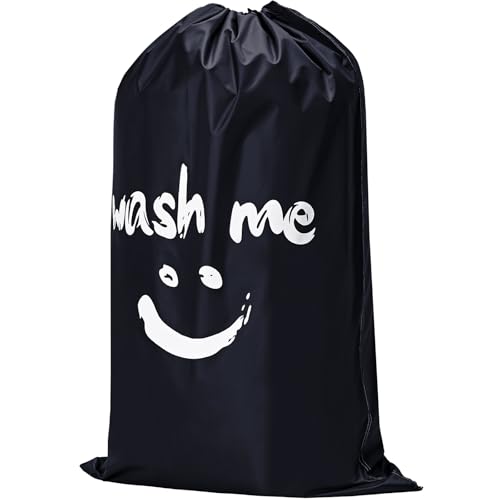 HOMEST XL Laundry Bag 28" x 40", Extra Large Dirty Clothes Organizer Holds 3-4 Loads, Machine Washable Drawstring Laundry Bag for Dorm, Camp, Laundromat, Family, Travel, Black - color: (1 pack-Wash me)Black