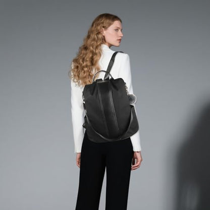 PINCNEL Women Backpack Purse Waterproof Nylon Anti-theft Rucksack Lightweight Shoulder Bag - color: Black, size: Medium