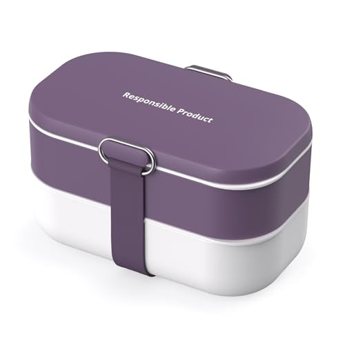 Responsible Products Leak Resistant Bento Box with Tableware for Adult - Teens, Insulated Lunch Box for Women - Men - Girls - Boys, BPA Free, Dishwasher Safe, Microwave Safe, Freezer Safe, 46 oz - color: Wild Lavender, size: Modern All-In-One