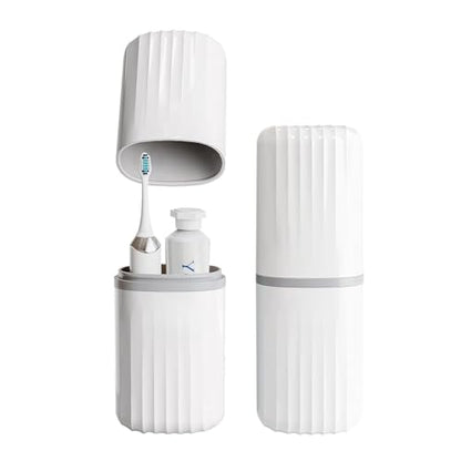 Topavatop Toothbrush Travel Case, 2 in 1 Toothbrush Holder and Rinse Cup, Large Capacity Toothbrush Cup with Cover, Portable Travel Toothbrush Holder for Traveling, Camping, Trip - 1Pcs - White - color: White