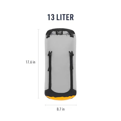 Sea to Summit eVac Compression Dry Bag, Waterproof Compression Sack, 13 Liter, High Rise Grey - color: High Rise Grey, style: 13 Liter