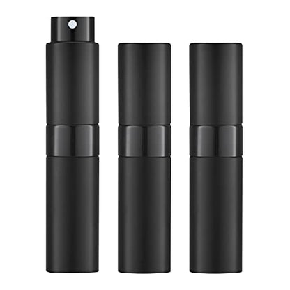 LISAPACK 8ML Atomizer Perfume Spray Bottle for Travel (3 PCS) Empty Cologne Dispenser, Portable Sprayer Travel Essentials for Men and Women (Black) - color: 3 Black