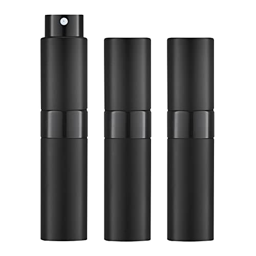 LISAPACK 8ML Atomizer Perfume Spray Bottle for Travel (3 PCS) Empty Cologne Dispenser, Portable Sprayer Travel Essentials for Men and Women (Black) - color: 3 Black