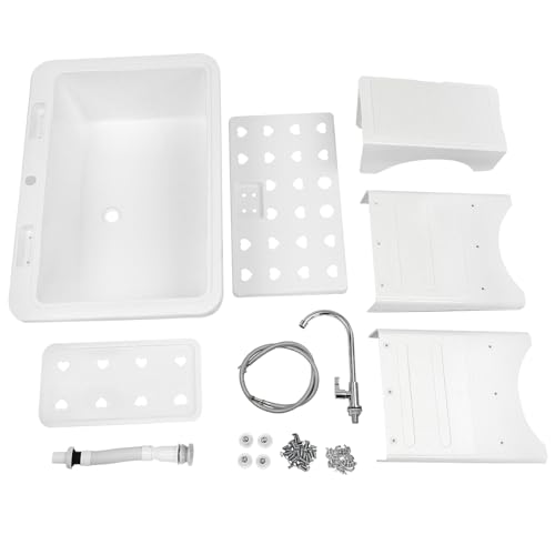 Laundry Sink, Freestanding Plastic Laundry Sink With Washboard Utility Sink Laundry Tub Indoor and Outdoor Utility Sink with Faucet Hoses Drain Kit for Laundry Room Washing Room Garden Garage - color: 32.28*22.44*29.92in -White