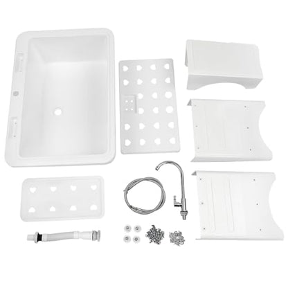 Laundry Sink, Freestanding Plastic Laundry Sink With Washboard Utility Sink Laundry Tub Indoor and Outdoor Utility Sink with Faucet Hoses Drain Kit for Laundry Room Washing Room Garden Garage - color: 32.28*22.44*29.92in -White
