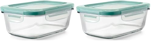 OXO Good Grips 3.5 Cup Smart Seal Glass Rectangle Food Storage Container, Clear (Pack of 2) - size: 3.5 Cup (Pack of 2), style: Glass