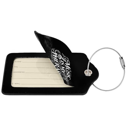 Music is My Therapy Set of 2 Durable Leather Luggage Tags Stylish Travel Gear Men Women