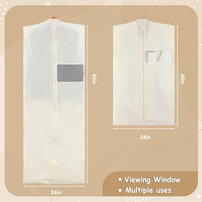 Aliceset 6 Pcs 40'' and 65'' Cotton Garment Bags for Hanging Clothes Canvas Suit Bags for Clothes Coats Jackets Shirts Closet Storage Travel Gusseted Hanging Garment Cover - size: 65 Inches 40 Inches