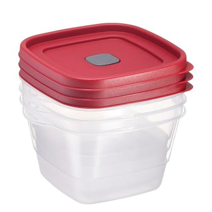 Tribello BPA-Free Plastic Food Storage Set, Red Vented Lids - Microwave, Dishwasher Safe: Perfect for Meal Prep, Leftovers, and Kitchen Organization (3 x 7-Cup) - size: 3 x 7-Cup