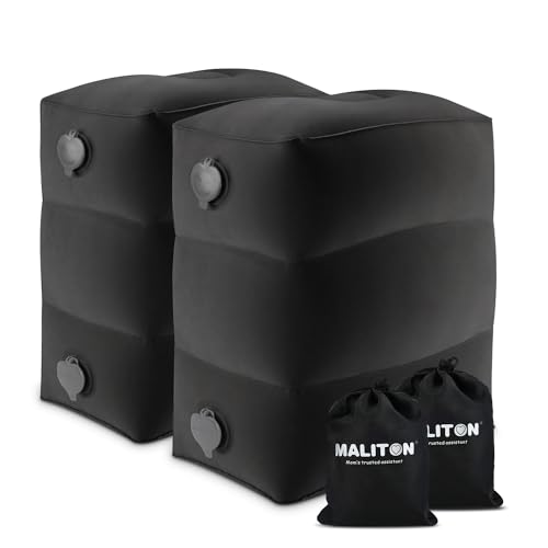 Maliton Inflatable Foot Rest Pillow, Airplane Travel Bed for Toddler, Car Seat Foot Rest for Kids, Adjustable Height Leg Rest Pillow for Airplane, Home, Office(Black, 2 Pack) - color: Black, size: 2 Pack