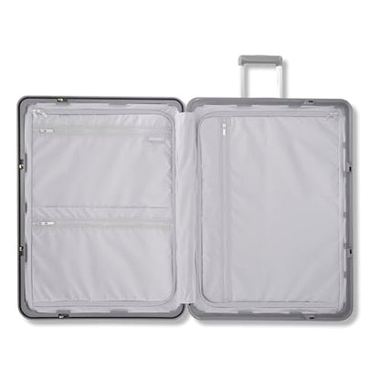 Framelock Max 29” Large Checked Hardshell Zipperless Luggage - Highly Secure Integrated Eazylock™ Mechanism - RightHeight™ Adjustable Handle - 360° Spinner Wheels - Airline Approved - Glacial Silver - color: Silver, size: Large Spinner