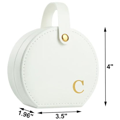 Travel Jewelry Case, Elegant Half-Moon Design with Golden Accents, Detachable Handle, White Personalized Accessory Organizer, Fashion-Forward Gift for Women and Teens(C) - style: C