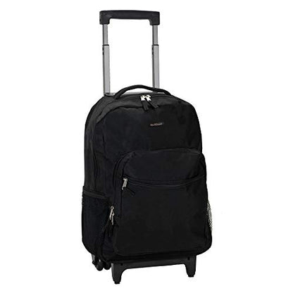 Rockland Double Handle 17" Rolling Backpack, Black