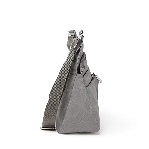 Baggallini Crossbody Travel Bag 11x8.5 Lightweight Water-resistant Nylon Handbag - color: Pewter Zebra