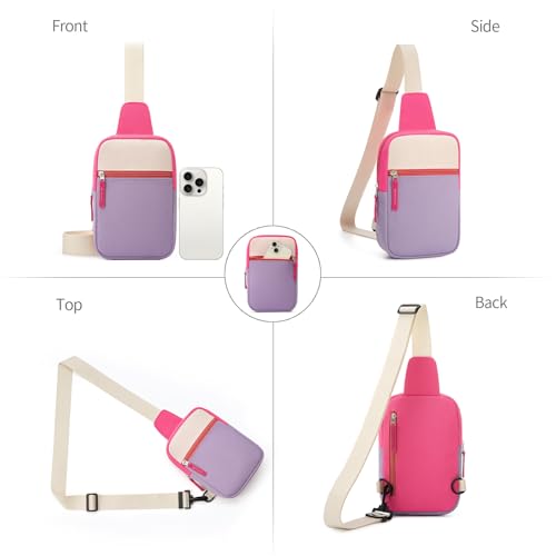 Birthday Gifts for 8 9 10 11 12 Year Old Teens Girls Kids, Fanny Pack Crossbody Bag Sling Belt Bags Purse, Dorm Travel Essentials for Girls Fashion, Preppy Tween Teen Girl Gift Trendy Stuff - color: Light Pink & Purple