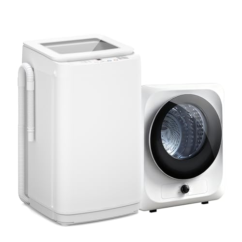 Auertech Portable Washer and Dryer Combo Set, 14 lbs Fully Automatic Washing Machine & 1.5 Cu.Ft Portable Clothes Dryers, Built-in Drain Pump, Compact Washer and Dryer for Apartment, RV, Dorm - color: White, size: 1.5 cu.ft + 14 lbs