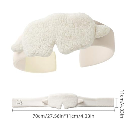 Original Sheep Sleep Mask Soft Light Blocking Eye Mask White Adjustable Elastic Rest Eye Cover Quiet Buckle Comfort Eye Shade for Home Travel School - color: White