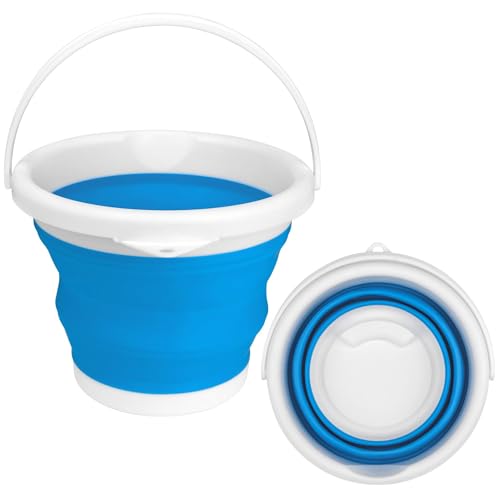 Collapsible Mop Bucket and Ice Bucket-5L(1.3 Gallon) Household Cleaning Silicone Dust Mops Bucket, Portable Bathroom Cleaning Supplies Bucket for Cleaning Caddy Spin Mops for Floor Blue - color: Blue, size: 5L