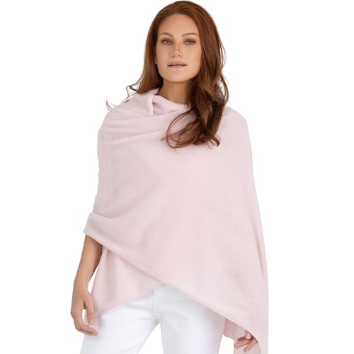 Velanio Cashmere 100% Cashmere Knitted Wrap Pashmina Shawl Extra Large Scarf Stole for Women Travel - color: Pale Pink