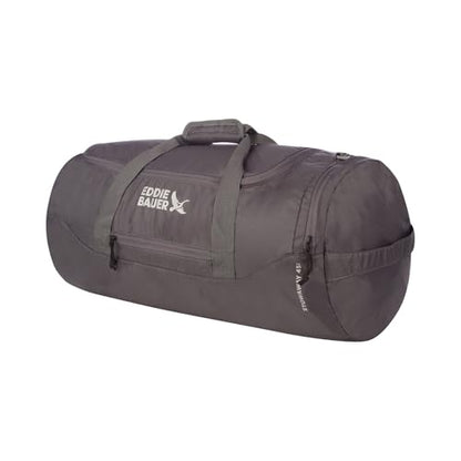 Eddie Bauer Stowaway Packable Duffel Bag | Travel | Foldable | Lightweight | Durable | Ripstop Polyester - color: Dark Smoke