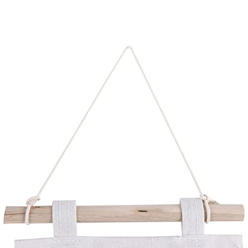 Wall Hanging Storage Bag, 3 Pockets Over The Door Closet Organizer, Cotton Linen Closet Organizer Door Pouch Bedroom Home Office Organizer (Gray)