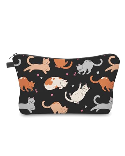 Cute Travel Makeup Bag Cosmetic Bag Small Pouch Gift for Women (Cat Black) - color: Cat Black