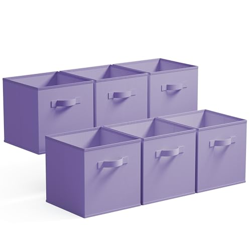 GRANNY SAYS Cube Storage Bins, 11 Inch Cube Storage Organizer, Fabric Collapsible Storage Bins, Durable Storage Cubes for Shelves, Closet, Lavender Purple, 6-Pack - color: Lavender Purple, size: 11 Inch-6 Pack