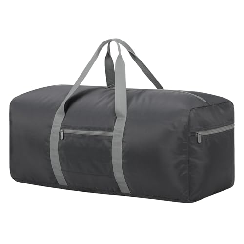 iFARADAY Foldable Duffle Bag for Travel - 75L Large Spare Travel Duffel Bag Lightweight with Trolley Sleeve - Grey - color: Grey