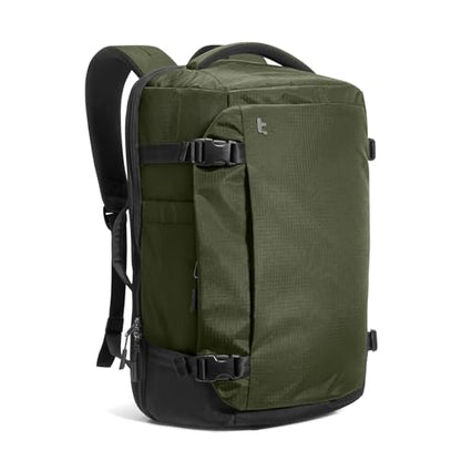tomtoc Travel Backpack 28L, TSA Friendly Flight Approved Carry-on Luggage, Personal Item Travel Bag, Water-resistant Lightweight Business Rucksack, Durable Bag Fits 16 Inch Laptop - color: Green-ripstop, size: 28L