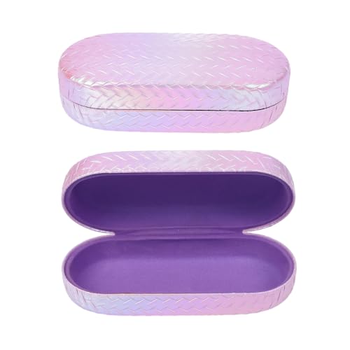 PERFECTSIGHT Sunglasses Case, Large Hard Shell Glasses Case, Cute PU Leather Protective Eyeglasses Case for Women Men - color: Gradient Purple+pink