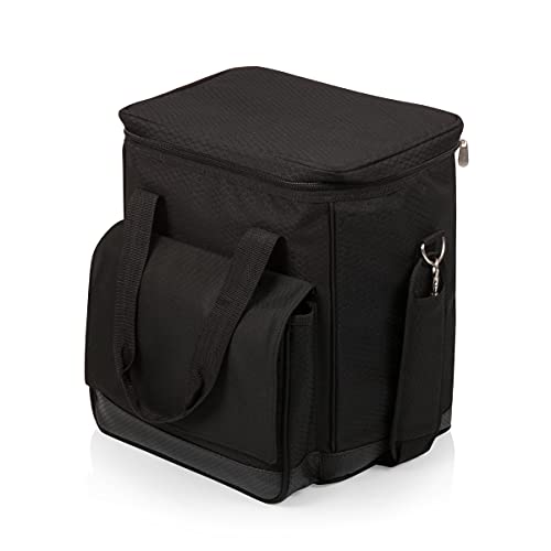 Picnic TIME Cellar 6-Bottle Wine Carrier & Cooler Tote, Insulated Padded Wine Cooler Bag for Travel, Portable Water-Resistant Wine Bag, (Black with Gray Accents) - style: Wine Carrier