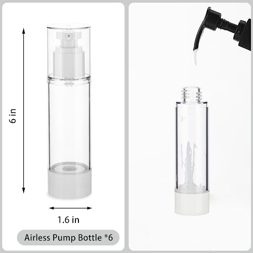 2.7OZ/80ML Clear Airless Pump Bottles, Lotion Dispenser Travel with Pump, Vacuum Plastic Travel Size Lotion Bottle for Foundation, Creams, Cosmetic(6 Pack) - size: 2.7oz / 80ml (6 pcs)