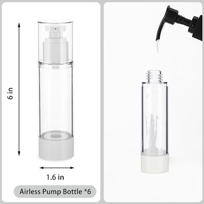 2.7OZ/80ML Clear Airless Pump Bottles, Lotion Dispenser Travel with Pump, Vacuum Plastic Travel Size Lotion Bottle for Foundation, Creams, Cosmetic(6 Pack) - size: 2.7oz / 80ml (6 pcs)