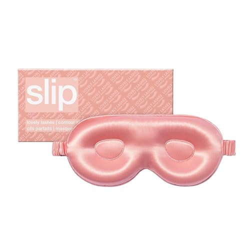 slip Rose Contour Sleep Mask | Pure Silk, 100% Mulberry Silk | Contoured Design for Optimal Light Blocking & Comfort | Soft, Gentle on Skin, Adjustable Strap for Perfect Fit | Ideal for Restful Sleep - color: Rose