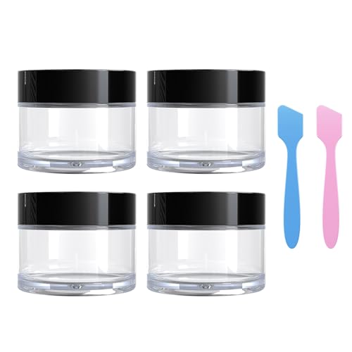 Travel Size Containers for Toiletries, 4 Pieces 1 OZ Small Cosmetic Jars for Makeup Face Creams Moisturizer Lotion, with 2 Pieces Mini Spatulas for Gift, Black - color: Black-1 oz