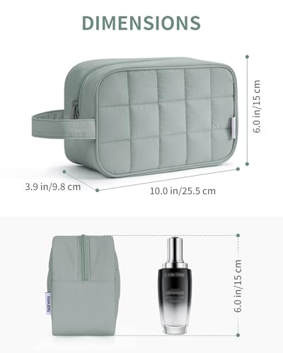 Narwey Quilted Makeup Bag Puffy Make up Bag Cosmetic Bag Organizer, Puffer Travel Toiletry Bag for Traveling Women Girl, Travel Bag for Toiletries, Skincare Medicine Bags (Sage Green) - color: Y-Sage Green