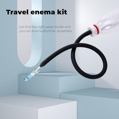 Portable Travel Enema Kit Can Connect Most Water Bottles and Shower Hoses, Silicone Nozzle and 2 Adapter Sizes