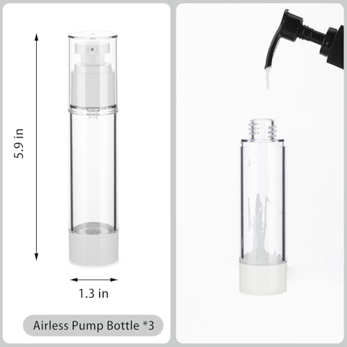 1.7OZ/50ML Clear Airless Pump Bottles, Lotion Dispenser Travel with Pump, Vacuum Plastic Travel Size Lotion Bottle for Foundation, Creams, Cosmetic(3 Pack) - size: 1.7 oz / 50 ml (3 pcs)