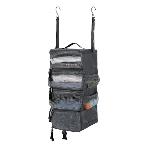 Surblue Hanging Travel Organizer Portable Hanging Luggage Organizer Multiple Compartments Collapsible Compression Closet Packing Cubes,LightGray,S - color: LightGray, size: Small