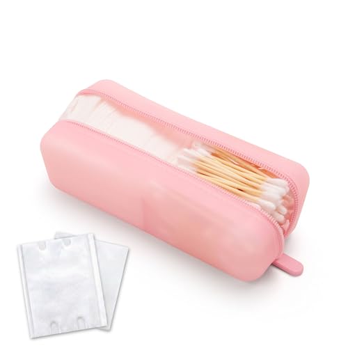 Cotton Pad Swab Travel Case, 2-in-1 Waterproof Organizer, VISFRESH (Pink) - color: Pink