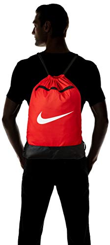 Nike Brasilia Training Gymsack, Drawstring Backpack with Zipper Pocket and Reinforced Bottom, University Red/University Red - color: University Red/University Red