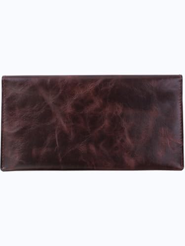Genuine leather banknote wallet Travel Brown Cognac (leather, durable stitching, folds in half, holds 4 cards, coin pocket, flat banknote compartment)