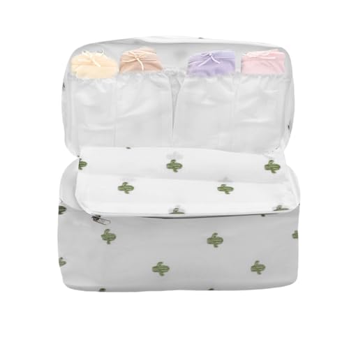 Bra Underwear Storage Bag Portable Multi-Functional Travel Organizers Pouch Case Packing Cube Cosmetic Bag,White cactus - color: White cactus
