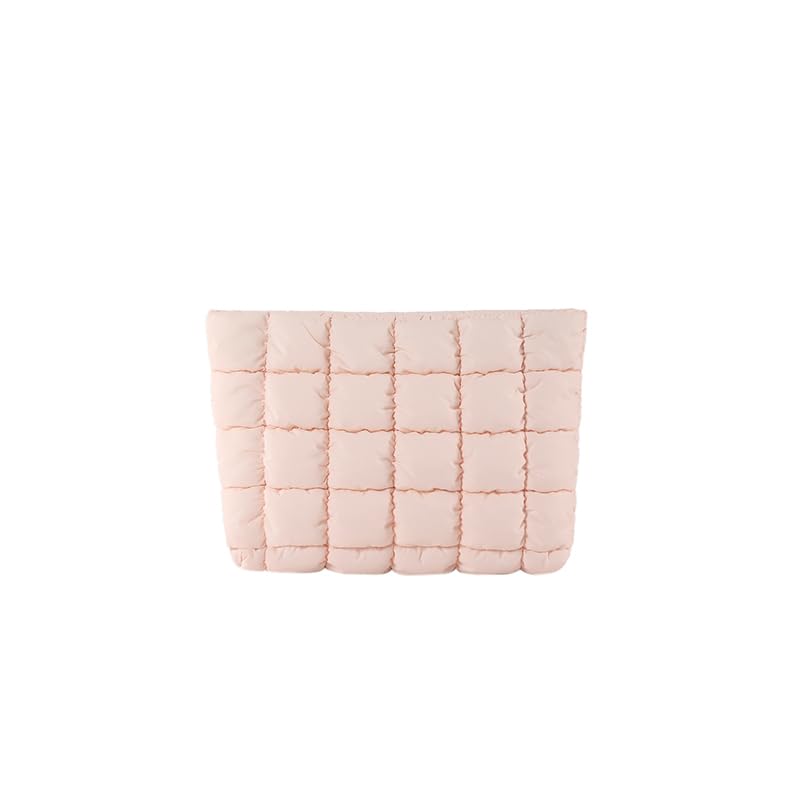 Puffy Quilted Makeup Bag for Women, Cosmetic Bag, Travel Toiletry Organizer Pouch Clutch (pink) - color: pink