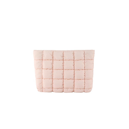 Puffy Quilted Makeup Bag for Women, Cosmetic Bag, Travel Toiletry Organizer Pouch Clutch (pink) - color: pink