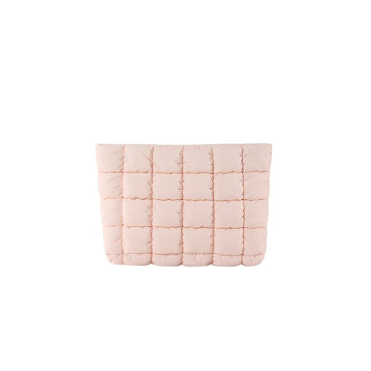 Puffy Quilted Makeup Bag for Women, Cosmetic Bag, Travel Toiletry Organizer Pouch Clutch (pink) - color: pink