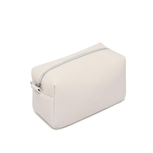 PU leather Organizer Bag Lightweight Cosmetic Bag with Ring Clasp Perfect Travel Makeup Bag for Women (French Oak/PU) - color: French Oak/PU