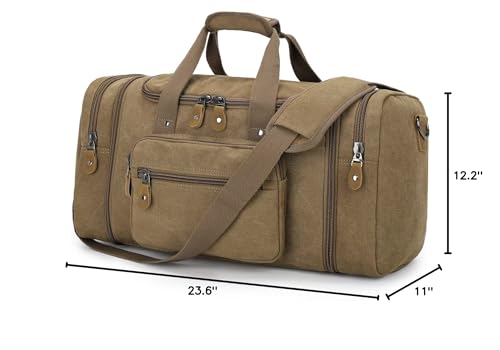 Gonex Canvas Duffle Bag for Travel 60L Duffel Overnight Weekend Bag(Coffee) - color: Coffee, size: X-Large-60L (Without Shoe Compartment)