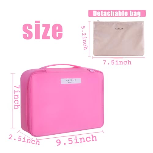 Queboom Travel Makeup Bag Cosmetic Bag Makeup Bag Toiletry bag for women and men (Light pink) - color: Light pink