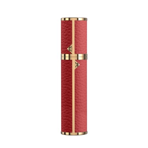8ML Travel Perfume Refillable Atomizer, Mini Genuine Leather Cologne Sprayer, Protable Pocket Size Empty Fragrance Spray Bottle (Red) - color: Red